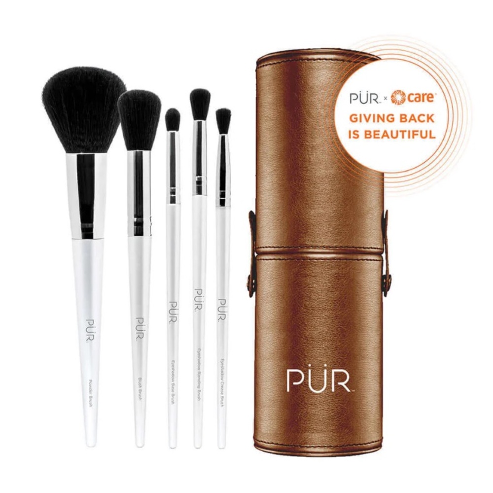 PUR 5 Piece Brush Set For Face and Eyes with Case